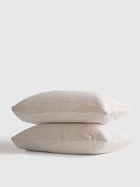 QUINCE Organic Luxe Honeycomb Sham Set King Sand 7805